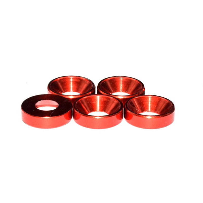 50pcs M2 Countersunk Washers Alloy Aluminum Screw Gaskets (Red) Red