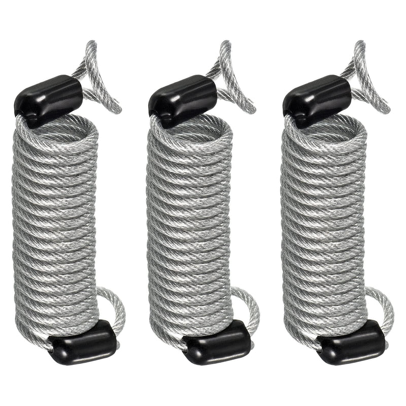 3 Pack Disc Lock Security Steel Cable - Plastic Coated Spring Reminder Wire Anti-Theft Rope, Apply to Outdoors Protection (2.5mmx1m, Transparent) 2.5mmx1m