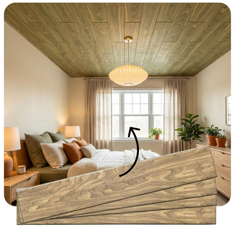 À LA MAISON CEILINGS Faux Wood Ceiling Planks, Rustic Sage, 39x6in Pack of 48