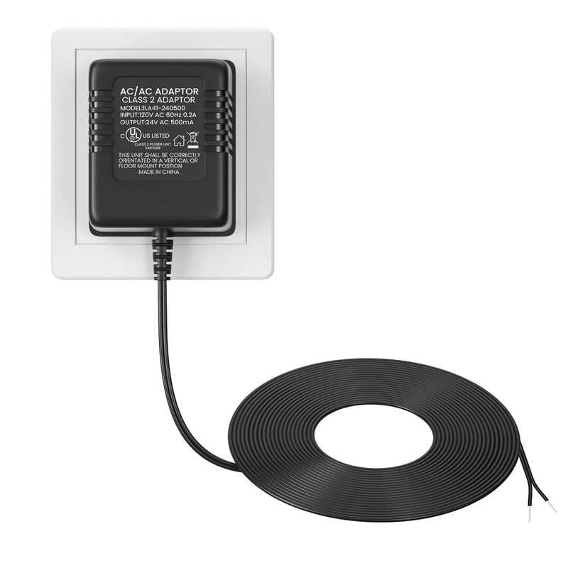 24Volt 500mA UL Certified Doorbell Transformer, C Wire Adapter Thermostat, Competible with All Versions of Ring Doorbell and Thermostat for Nest Ecobee(16.4FT Charging Cable-UL Certified)