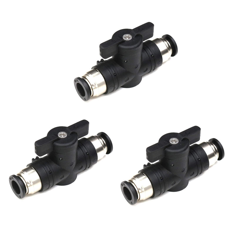 3/8 Push Connect Valve,CEKER 3/8 inch OD Quick Connect Tube Fittings Pneumatic Valve Push Fittings Union Straight Air Flow Control Valve 3Pack 3/8" OD