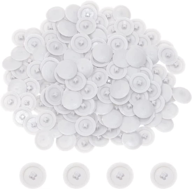 Mini Skater 200Pcs Screw Caps Plastic Self-Tapping Screw Hole Cap Covers for Diameter 7mm Flat Cross Screw Lids Furniture Fittings, (White) White