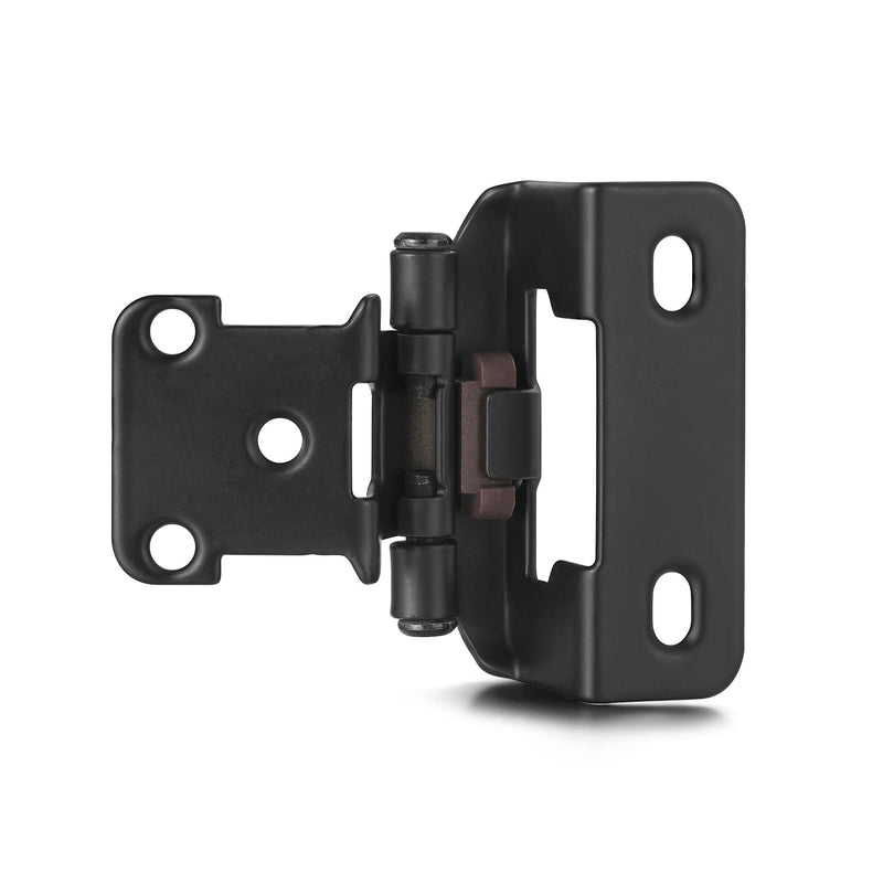 4 Pack (2 Pair) Matte Black Cabinet Hinges for Kitchen Cabinet Door, Partial Wrap Self Closing 1/2" Overlay Kitchen Cabinet Hinges, Semi Hidden Cabinet Hinge for Cabinet Doors 4