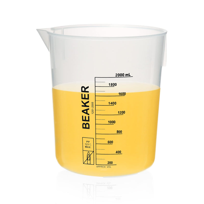 ULAB Scientific Stackable Graduated Plastic Beakers, 3pcs of 1000ml(33.8oz), with Easy-to-Read Printings in Black, UBP1014 3pcs of Vol.1000ml with black printings