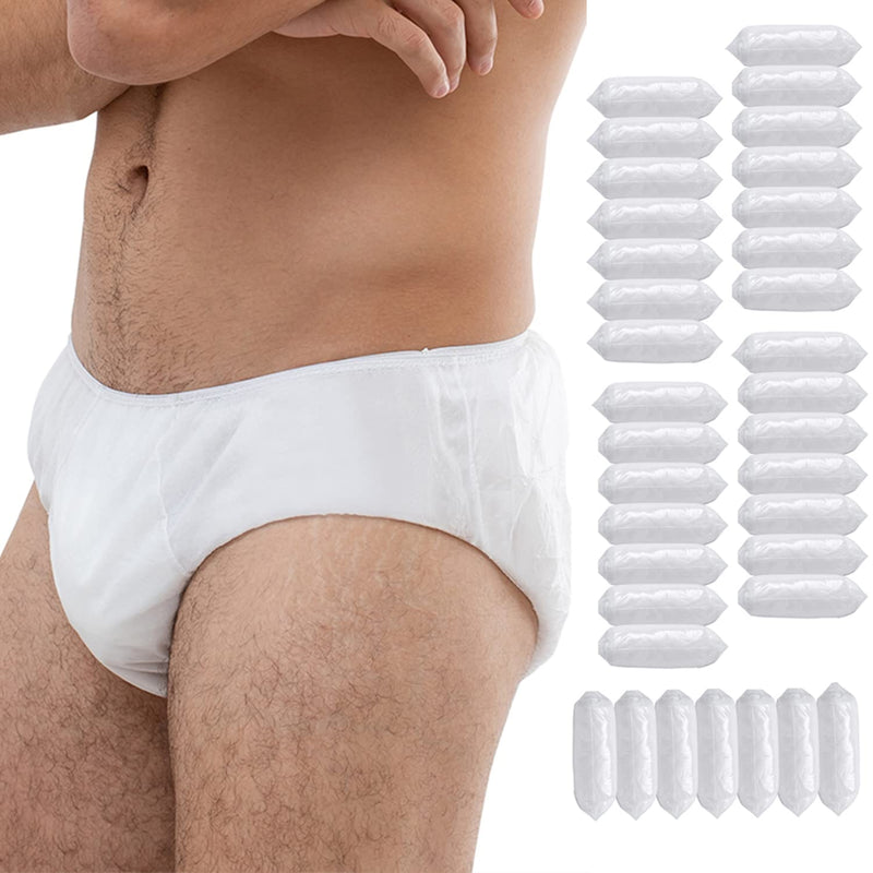 35 Pack Men's Disposable Nonwoven Underwear Portable Briefs for Traveling Fitness Hotel Spa Hospital Stays XX-Large White
