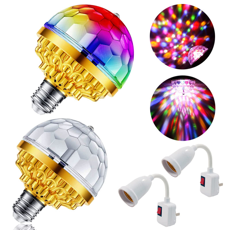 2 Pack Colorful Magic Rotating Ball Light, LED Plug in Disco Ball Light, RGB Disco Light Bulb, Party Lights Dj Disco Lights with Sockets for Home Room Dance Parties Bar Karaoke 2 Pack