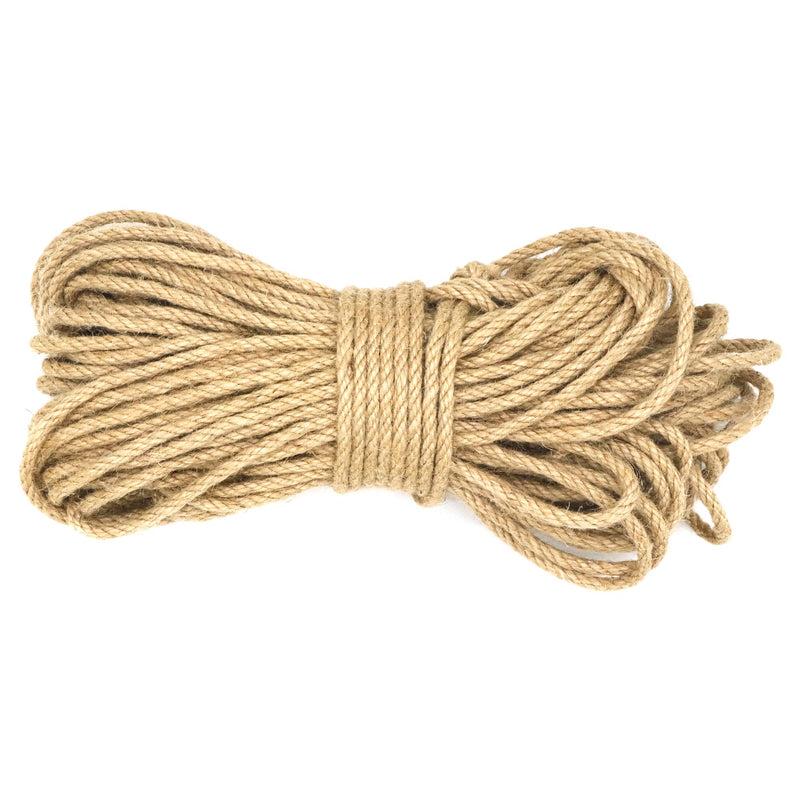 Jute Rope 1/4 Inch 100 ft 6mm Thick Natural Clothesline Garden Twine Rope, 4 Strands Heavy Duty & Strong Decorative String for Crafts, Hanging Plants, Packing & Bundling by IMROPE Natural Jute 1/4 Inch x 100 Ft