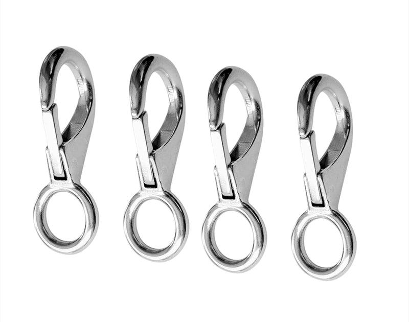 2/4Pcs Heavy Duty Stainless Steel 316 Spring Snap Hook Fixed Eye Clip Carabiner Marine Clip Dock Hardware Accessories 0# 4Pack