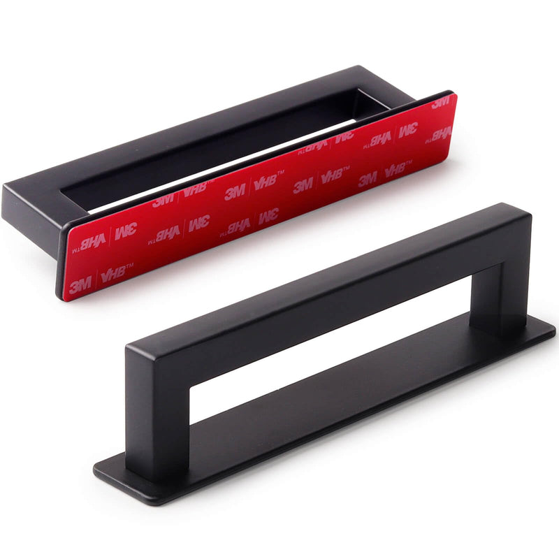 2-Pack Adhesive Cabinet Handles Stick On Handle Self Stick Drawer Pulls No Drill Cabinet Pulls for Cabinet Closet Glass Sliding Shower Door Handle - 6", Black 2 Overall Length 6"