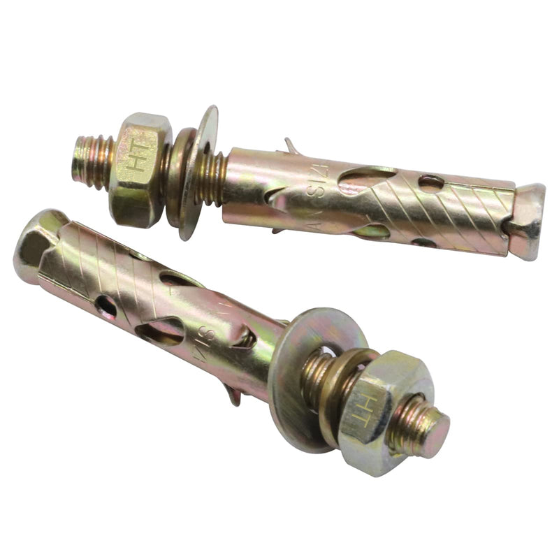 3/8" x 2-1/2 inch Carbon Steel Antiskid Sleeve Anchor, zinc Plated Non-Slip Expansion Anchors for Concrete Base Wall Furniture (10 pcs) 3/8x2-1/2 inch 10