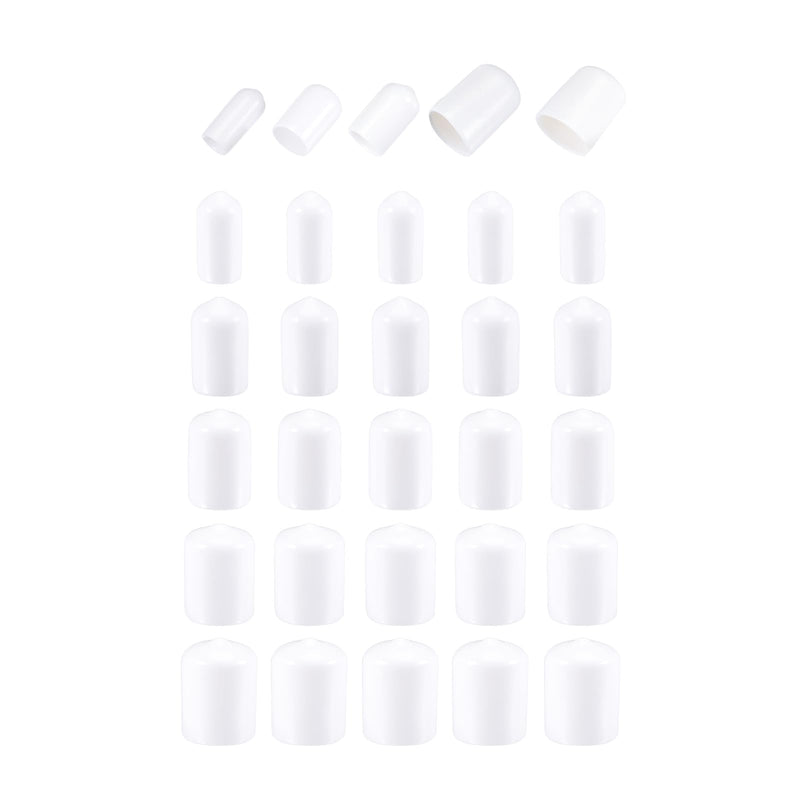 DMiotech 25 Pack 1/4" 3/8" 1/2" 5/8" 3/4" ID White Screw Thread Protectors Rubber End Caps Bolt Covers for Screw Bolt Furniture Pipe