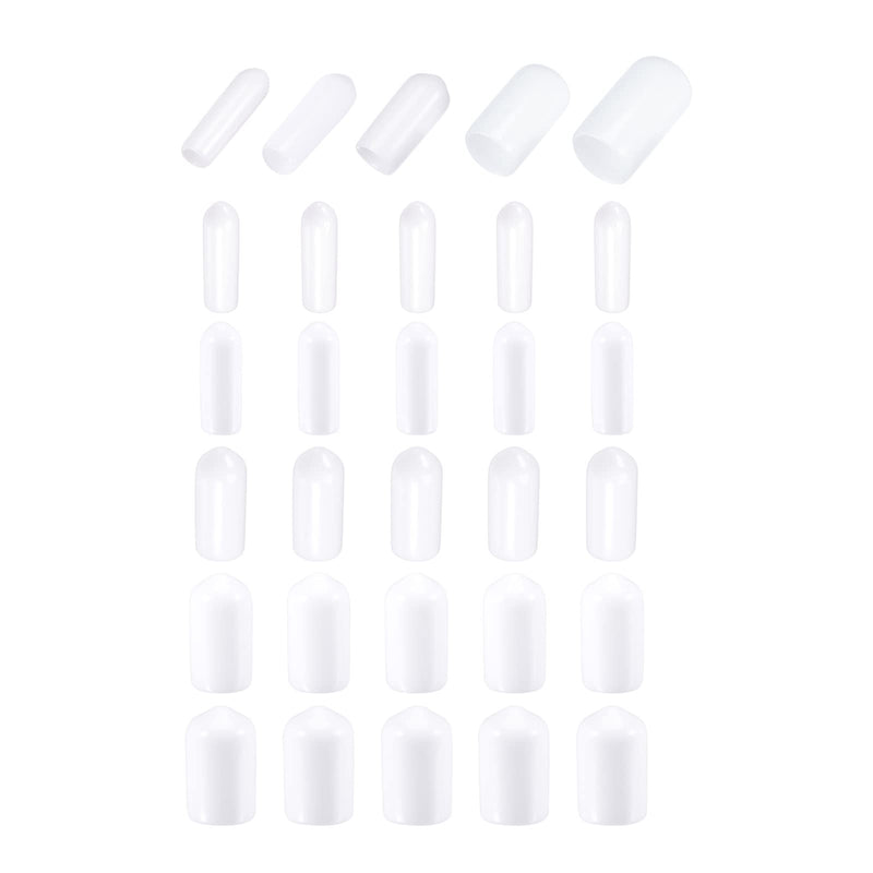 DMiotech 50 Pack 1/8" 3/16" 1/4" 5/16" 3/8" ID White Screw Thread Protectors Rubber End Caps Bolt Covers for Screw Bolt Furniture Pipe