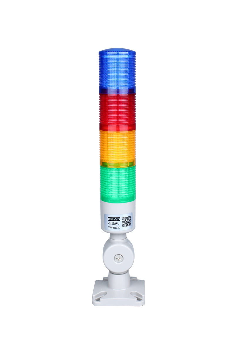 Led Signal Tower Stack Lights, Industrial Warning Lights Column Signal Tower Andon Lights with Rotatable Base Continuous/Flashing Light Switchable, (Four Layer,12V No Buzzer) B/R/Y/G DC 12V 4 Layer/no Buzzer