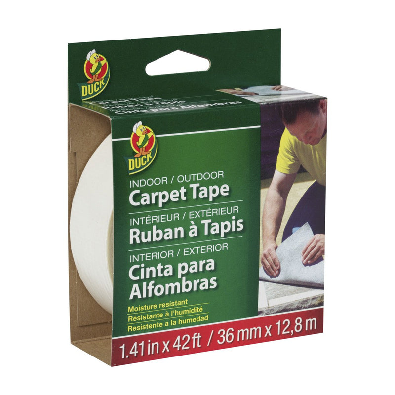 Duck Brand Indoor/Outdoor Carpet Tape, 1.41 in x 42 Feet, White, 6 Rolls 1.41-Inch x 42 Feet (Pack of 6)