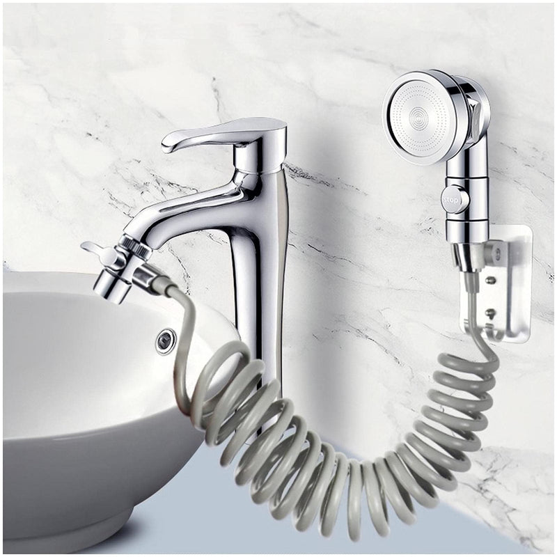 Sink Faucet Hose Sprayer Attachment handheld Sink Sprayer with ON/Off & 7 Adapters Extension Shampoo Hose Shower Head for Hair Washing Baby Bath Pet Rinse (6.5ft Silver Sink Shower Set) 6.5ft Silver Sink Shower Set