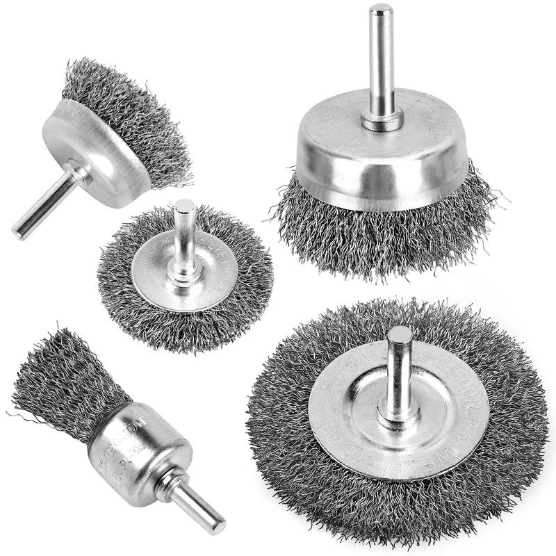 Wire Brush for Drill, Wire Wheel Brush Cup Set, Wire Wheel for Drill 0.012 Carbon Steel Wire, Drill Wire Brush for Drill 1/4 Inch Arbor for Cleaning Rust, Stripping and Drill Attachment Round