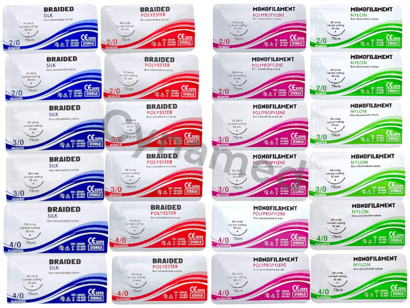 Premium Practice Sutures |Sutures Thread with Needle (24 Mixed 2/0,3/0,4/0) | for Nursing & Veterinary Students Suture Training | Suture Kit Companion | Demonstration & Student Use Only