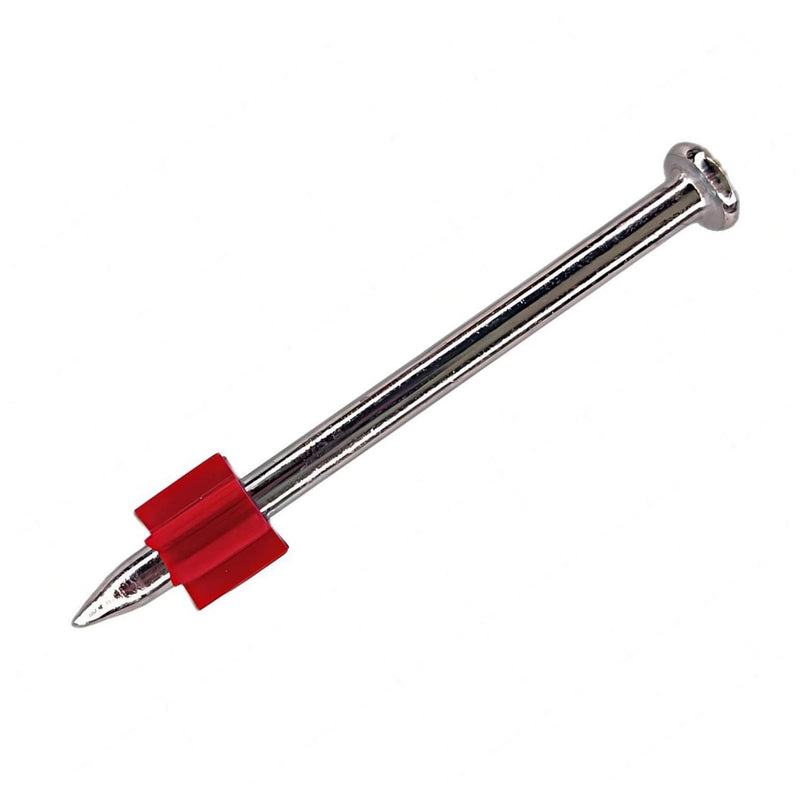 3" Powder Actuated Fasteners,.300 Head Diameter Drive Pin with red Flute, P300, 100pcs/pack 3" 100