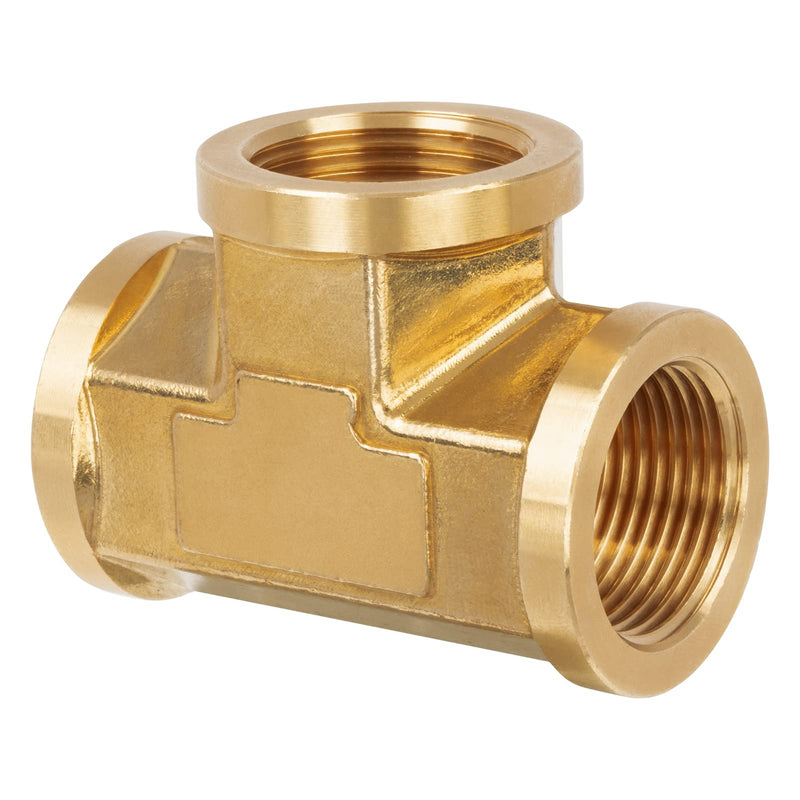 Brass Pipe Fitting, Tee, 3/4" x 3/4" x 3/4" NPT Female 3 Way T-Connector for Gas, Air, Oil, Propane (1-Pack) 3/4"-1Pack 3Female（Common Tee）