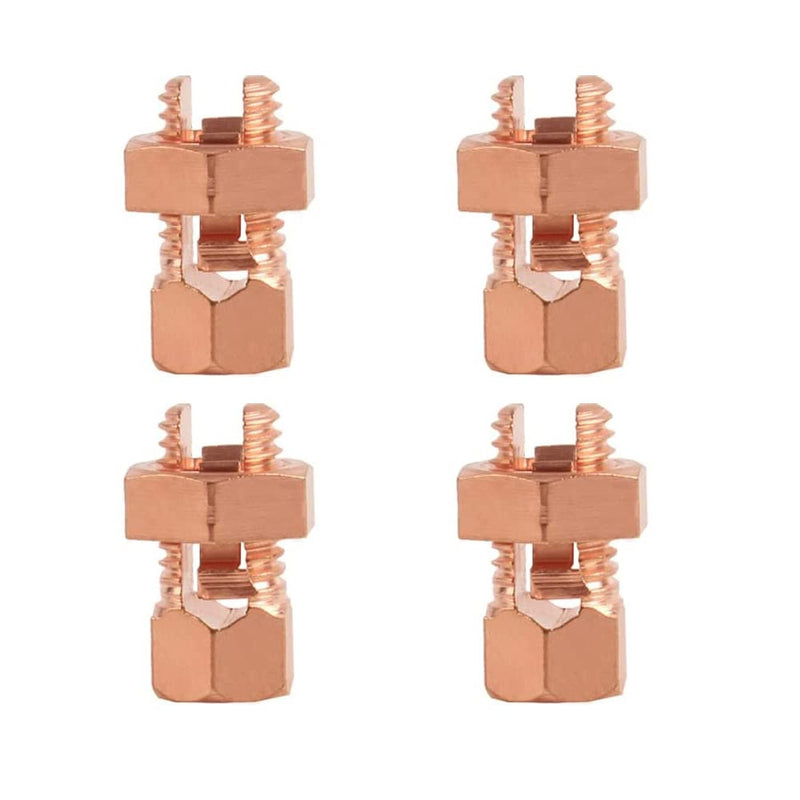 4PCS Split Bolt Connector Copper Grounding Clamps for Completing Ground Bonding to Bare Wires TJ-25