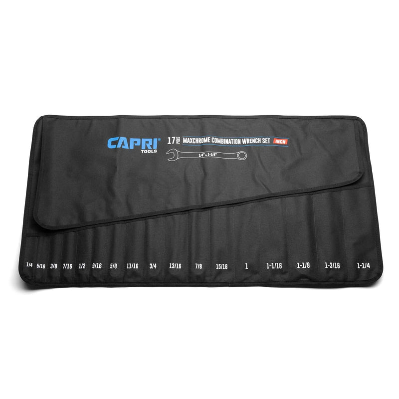 Capri Tools Wrench Roll Up Pouch Standard Pockets Sae / 17 Pockets / Buckle Closure
