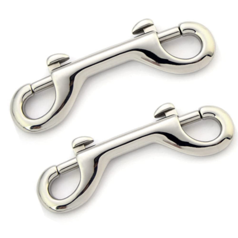 2 Pcs Double Ended Lead for Dogs, Bolt Snap Hooks Zinc Alloy Double End Clip Silver Diving Clip Trigger Snaps for Diving Dog Leash Key Chain Horse Tack Pet Feed Buckets