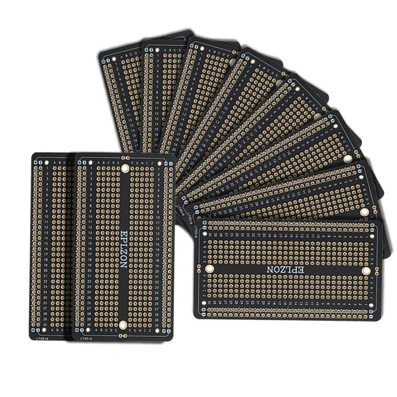 10 Pcs Solderable Breadboard PCB Board Gold-Plated Solder Breadboard for DIY Electronics Projects Apply to Soldering Projects 3.5"x2.05" (Black) Plus Black