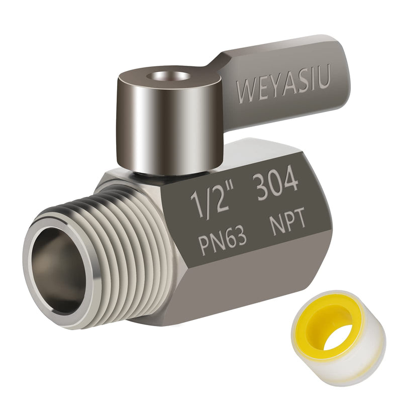 Shower Head Shut Off Value with Handle Lever, 304 Stainless Steel Water Flow Control Value 1/2" NPT Thread, Showerhead Shower Shut Off Adjustable Water Pressure Regulator, Water Saver