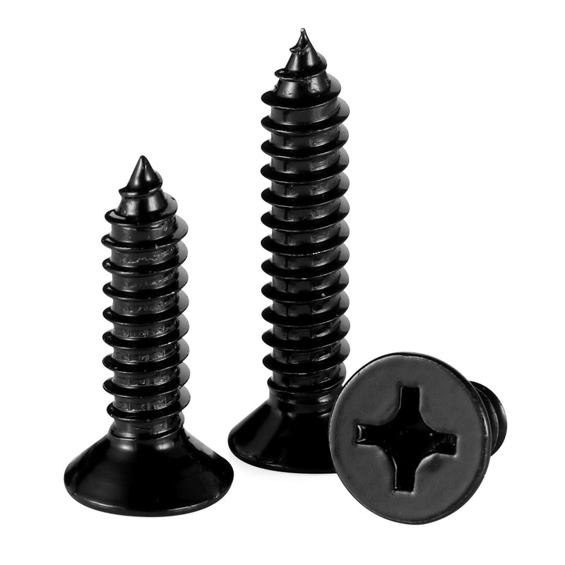 100PCS #6 x 1" Flat Head Sheet Metal Screws Phillips Drive Wood Screws, Black Oxide 304 Stainless Steel 18-8, Self Tapping 100 #6×1" (100 pcs)