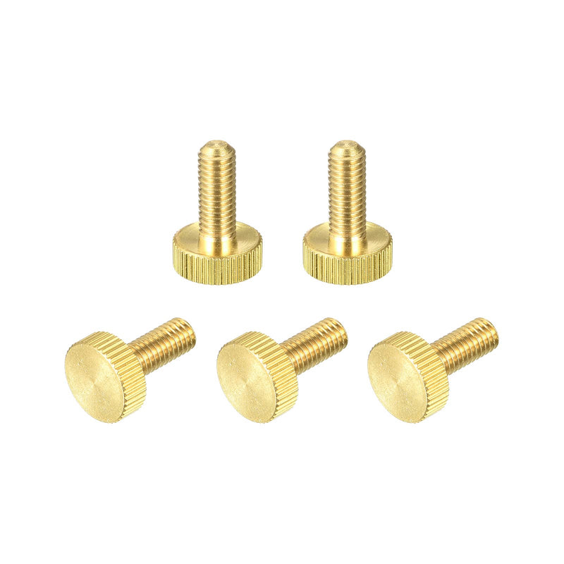 uxcell Knurled Thumb Screws, M6x16mm Flat Brass Bolts Grip Knobs Fasteners for PC, Electronic, Mechanical 5Pcs 5