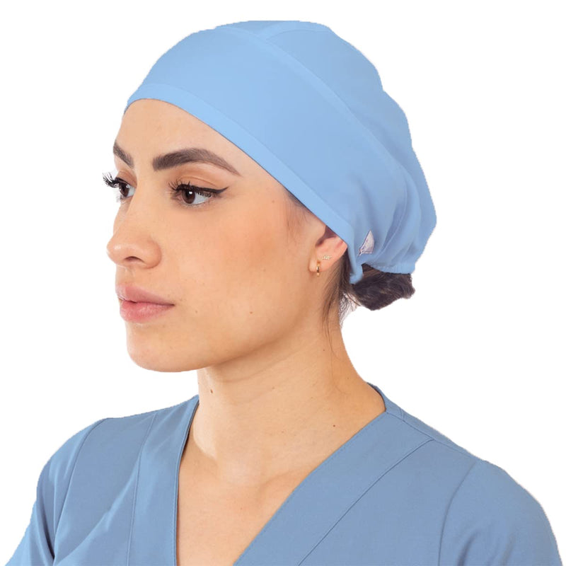 Two Pack Scrub Caps for Men and Women with Adjustable Ties and Spandex Fabric One Size Light Blue