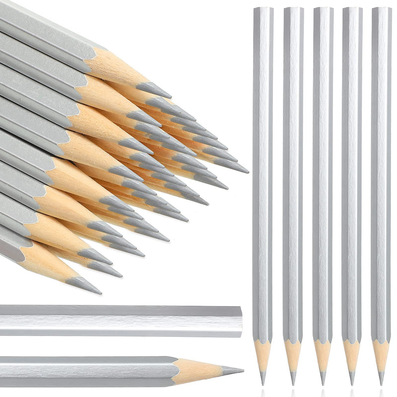 100 Pieces Welding Marking Pencils Metallic Welders Pencil for Metal Construction Worker Woodworking Welding Marking Tools Supplies for Welders, 7 Inches (Silver) Silver