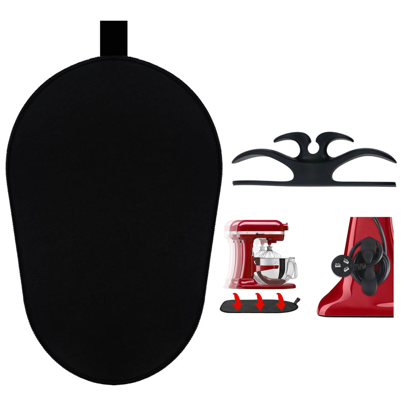Sliding Mat for Kitchenaid Mixer, Mover Mat Pad for 5-8Qt Bowl Lift Stand Mixer, Kitchen Appliance Slider Compatible for Pro 600 Stand Mixer with Black Kitchen Accessory, Kitchen Aid Mixer Accessories 5-8Qt Mat＋Black Kitchen Accessory
