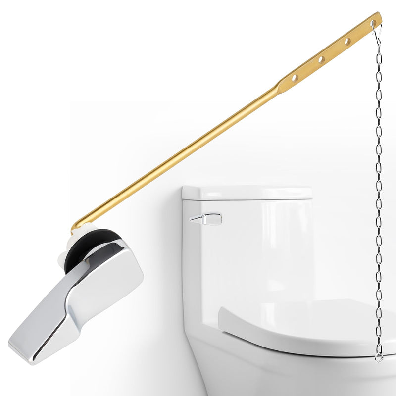 iFealClear Universal Toilet Handle Lever Flush Replacement, Front Mount Toilet Trip Lever Compatible with American Standard, Stainless Steel Flapper Chain, Solid Brass, Chrome 1 Pack
