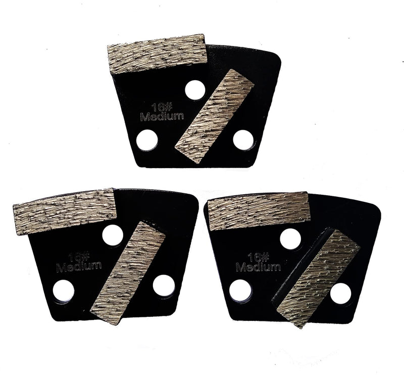 3 Pcs Trapezoid Sintering Diamond Grinding Disc Block for Concrete Floor | Grit 16# Medium Bond for Epoxy 16#