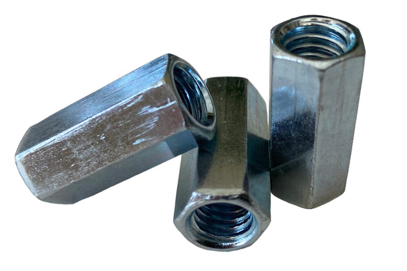 Hex Rod Coupling Nuts 3/8-16 x 1-1/8 Length Threaded Rod connectors zinc Coupler (2) 2
