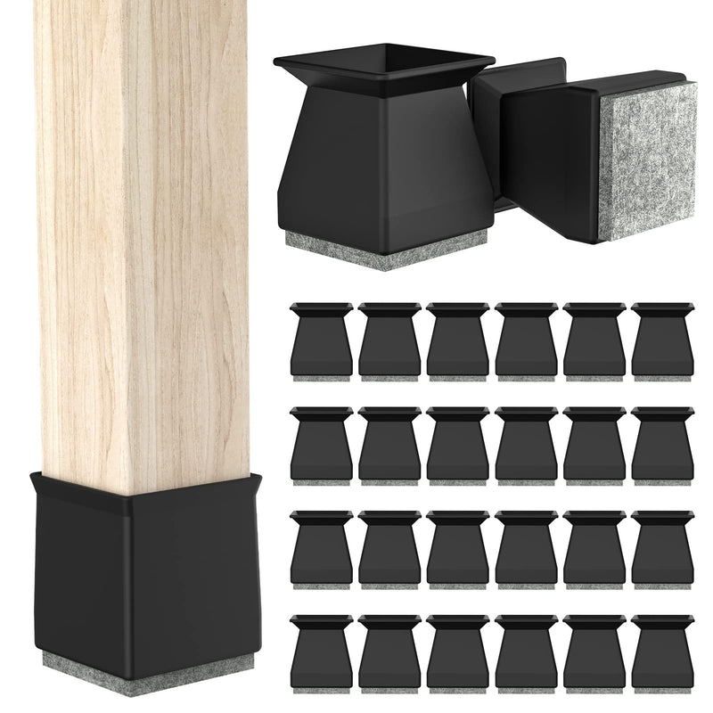 24 Pcs Square Chair Leg Floor Protectors, Chair Leg Covers to Protect Floors, Chair Leg Caps, Chair Foot Protectors for Wood Floors, Anti-Scratch & No Noise. 1 in Black. Square BK Small