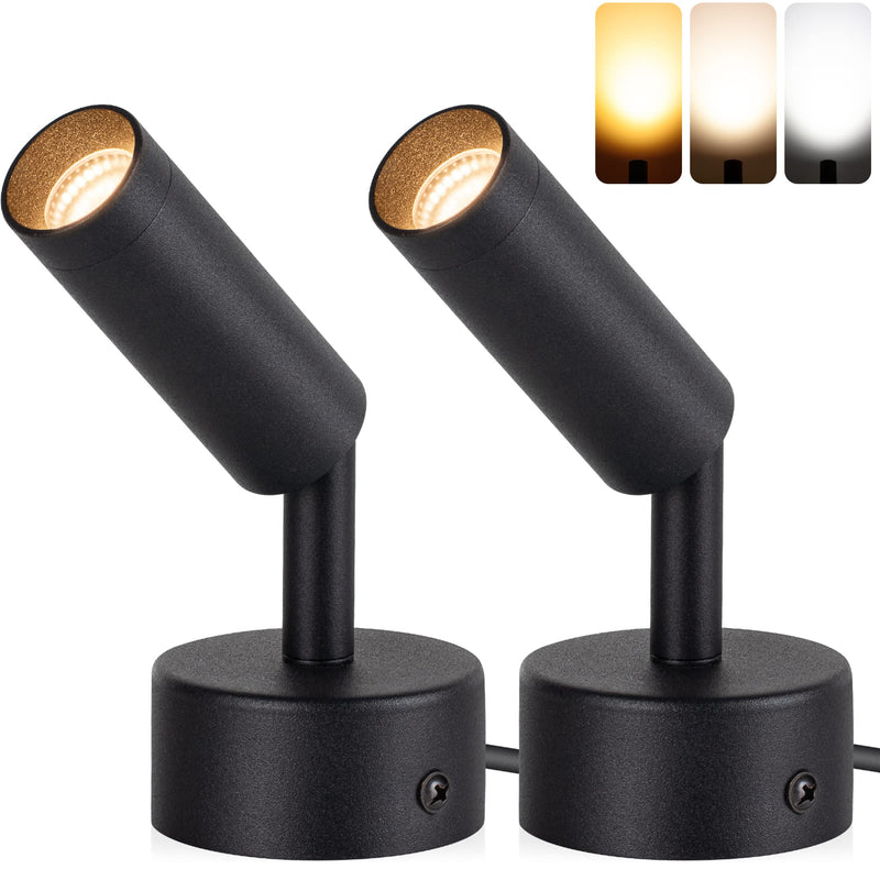 3000K/4000K/5000K Adjustable LED Floor Lights for Plants, Pictures, Artwork - 10ft Cord, Dimmable, 2 Pack Black