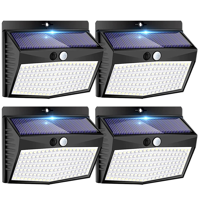 Solar Outdoor Lights, [138 LED/4 Packs] Solar Motion Sensor Security Lights with 3 Lighting Modes Solar Wall Lights Waterproof Solar Powered Lights for Garden Fence Yard Deck Garage Black 4 Pack