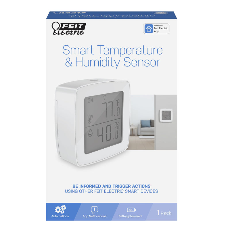 Feit Electric Smart Temperature and Humidity Sensor, Wi-Fi App Alerts
