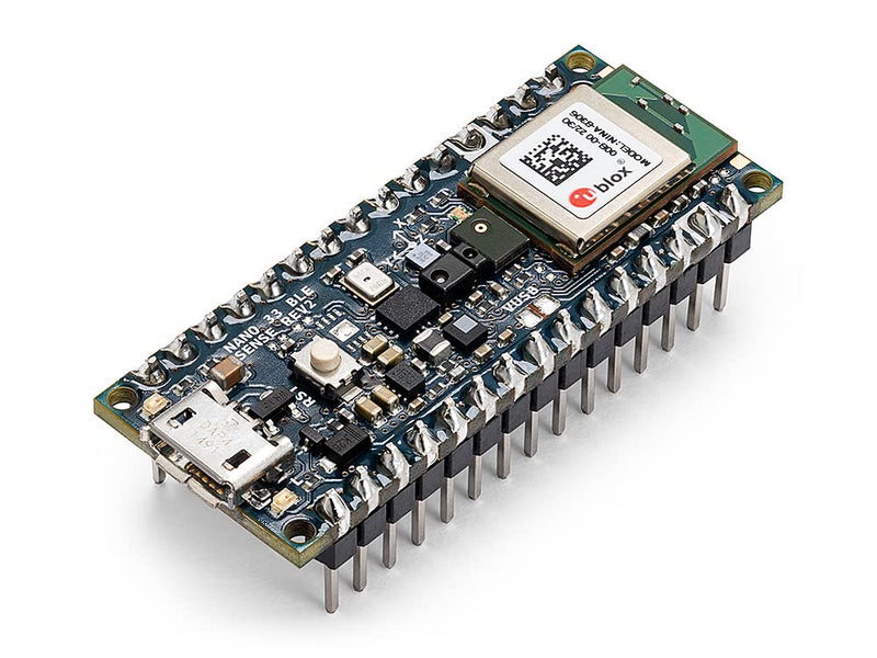 Arduino Nano 33 BLE Sense Rev2 with Headers [ABX00070] - AI Microcontroller with Sensors, Bluetooth, for Wearables, Gesture & Voice Recognition