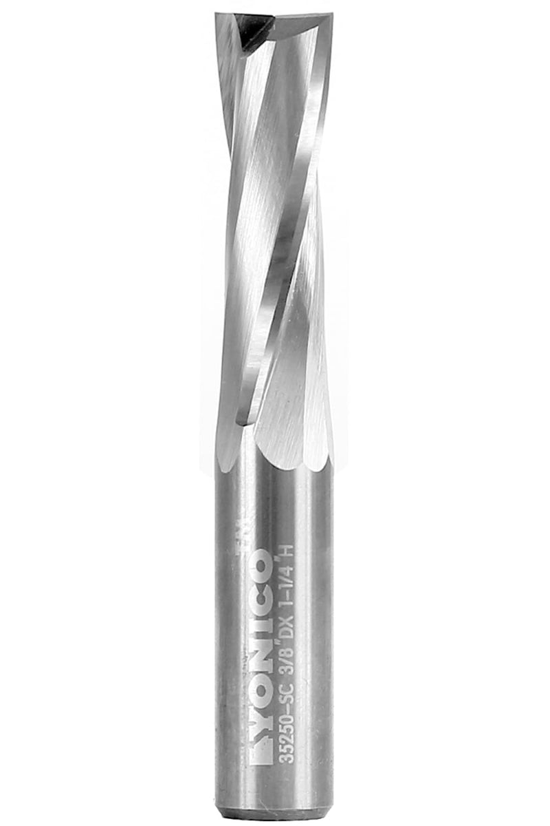 YONICO Upcut Router Bits Spiral 2 Flute Solid Carbide CNC Slow Helix End Mill 3/8-Inch Dia. 3/8-Inch Shank 35250-SC