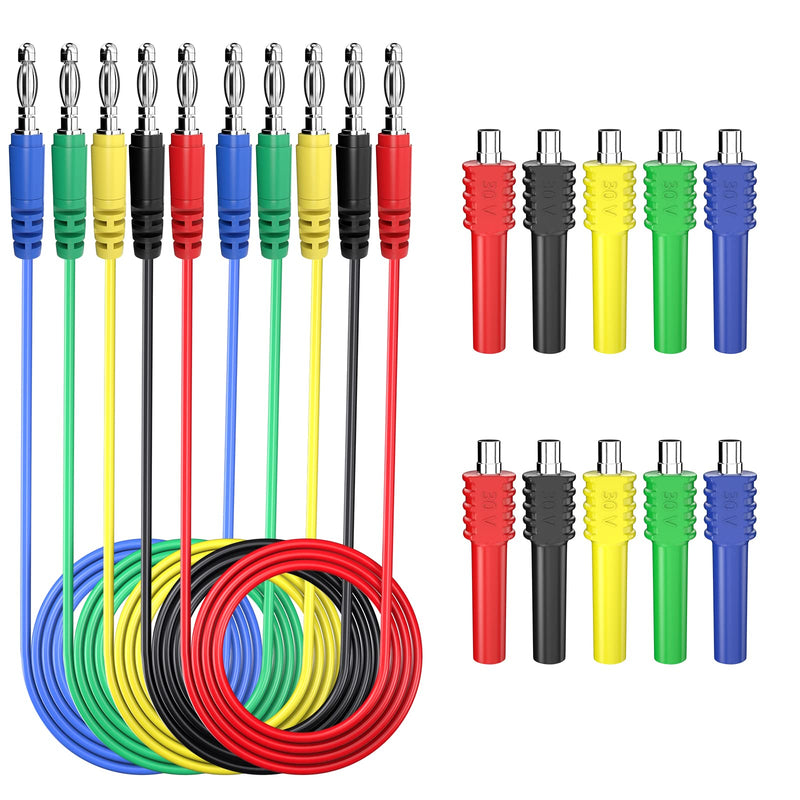 Goupchn Magnetic Test Leads Kit 4mm Banana to Banana Plug Test Leads with Magnetic Connectors 5 Colors Flexible Jumper Test Wire Set