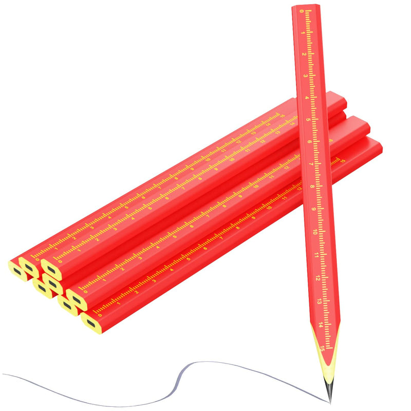 KR. LIF 8 PCS Carpenter Pencils Construction Pencil, Carpenter Marking Pencil for Woodworking Concrete Scriber Marking Tool Black 8