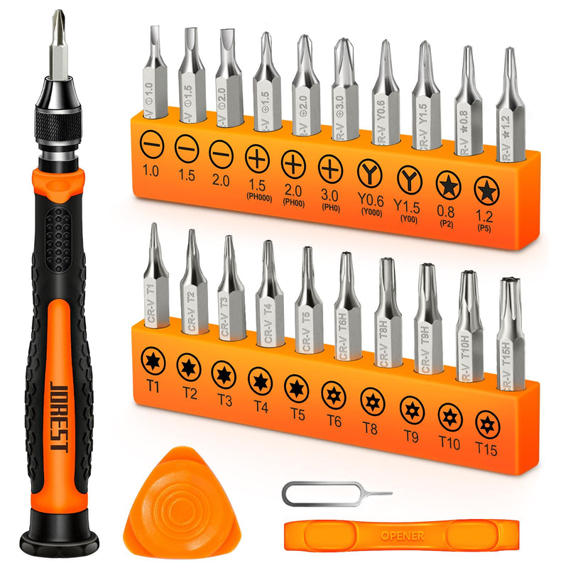 JOREST 24Pcs Small Precision Screwdriver Set with Torx T5 T6 T8 T9, Y00, Star P5, Mini Repair Tool Kit for Macbook, Computer, Laptop, iPhone, PS4 PS5, Xbox, Switch, Eyeglasses, Watch, Ring Doorbell 24 in 1
