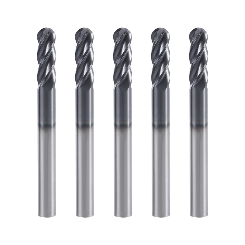 ISB 4Flutes Carbide Ball Nose end Mill - Micro Grain Carbide End Mill for Alloy Steels/Hardened Steels(5,1/8) 1/8 in 5