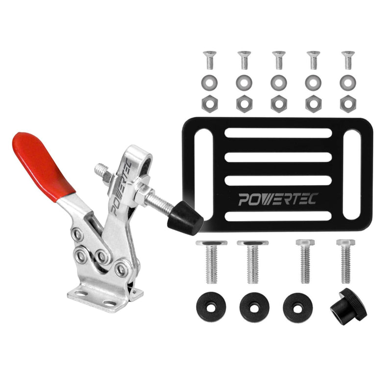 POWERTEC 71819 Quick Release Horizontal Toggle Clamp 225D (500 lb Holding Capacity) with Mounting Plate