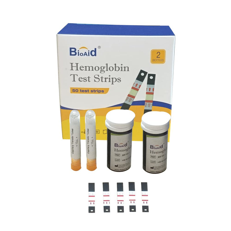 Bioaid Hemoglobin Strips 50 pcs with 50 pcs Capillary Tubes