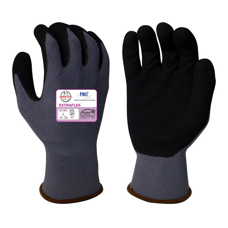 Armor Guys Extraflex Protective Work Gloves - Abrasion Resistant For Women and Men with MicroFoam Nitrile Palm Coating - ANSI 3, L, 12 Pairs 12 Pairs (Large)
