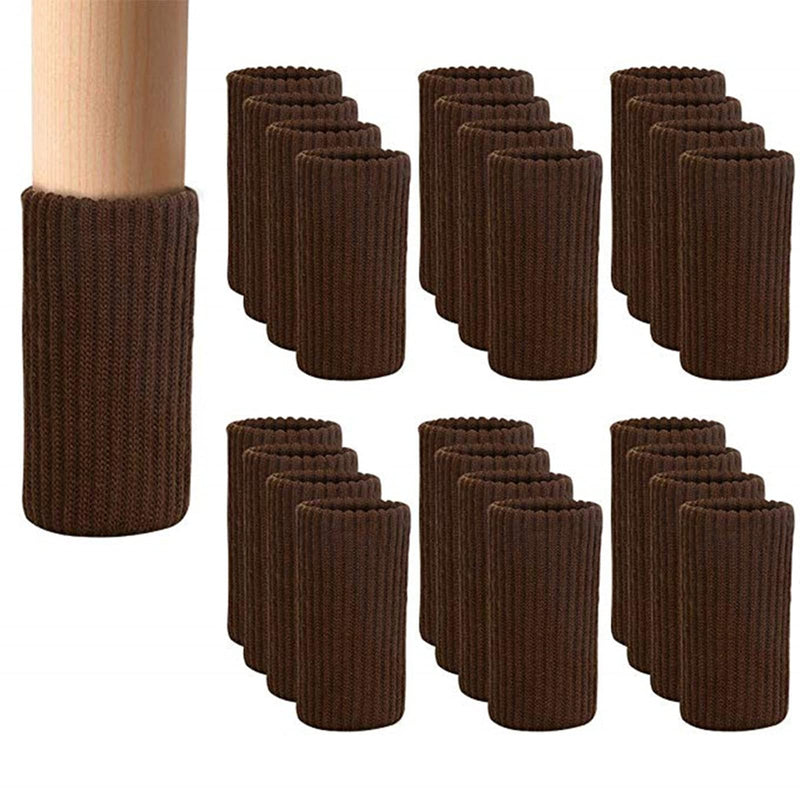 24 PCs Furniture Leg Socks - Coffee Knitted Furniture Socks, Double Thickness Chair Leg Floor Protectors, High Elastic Chair Leg Covers Furniture Caps Set, Move Easily and Reduce Noise 24 pcs Coffee-1